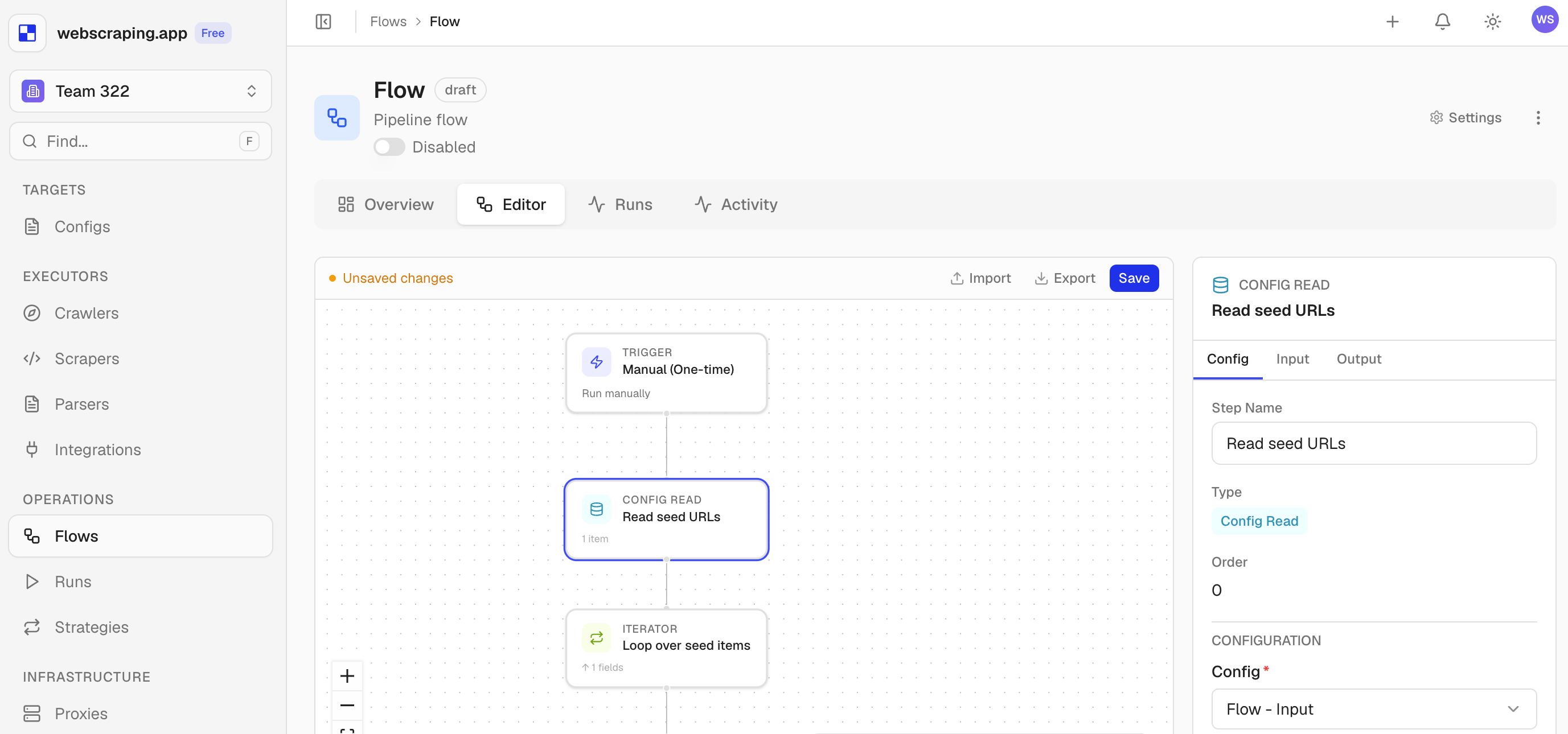 Webscraping.app dashboard